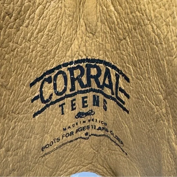 Corral Crater Brown Leather Embroidered Snip Toe Cowgirl Boots Teen Women Sz 5 - Picture 5 of 7